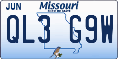 MO license plate QL3G9W