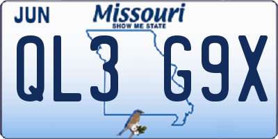 MO license plate QL3G9X
