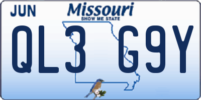 MO license plate QL3G9Y