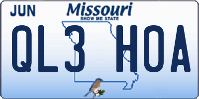 MO license plate QL3H0A