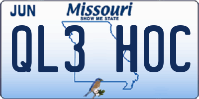 MO license plate QL3H0C