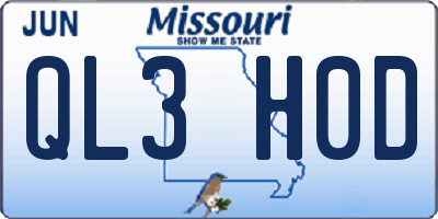 MO license plate QL3H0D
