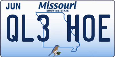 MO license plate QL3H0E