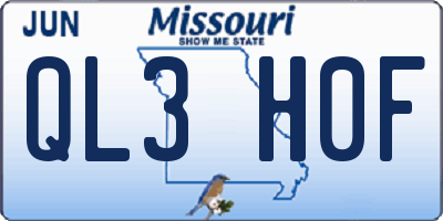 MO license plate QL3H0F