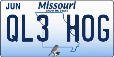 MO license plate QL3H0G