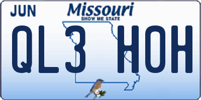 MO license plate QL3H0H