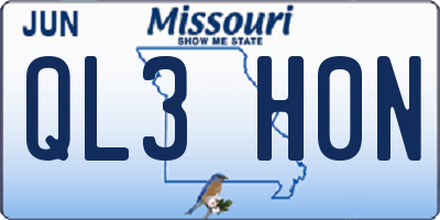 MO license plate QL3H0N