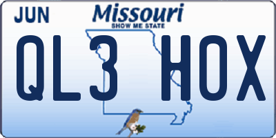MO license plate QL3H0X