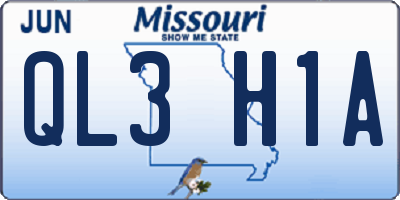 MO license plate QL3H1A
