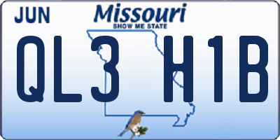 MO license plate QL3H1B