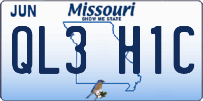 MO license plate QL3H1C