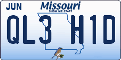 MO license plate QL3H1D