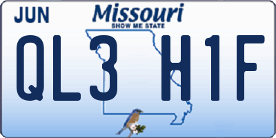 MO license plate QL3H1F