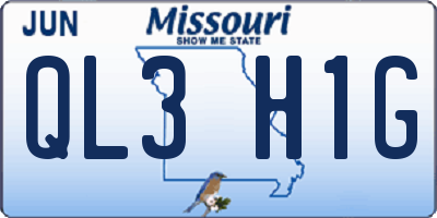 MO license plate QL3H1G