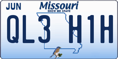 MO license plate QL3H1H