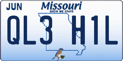 MO license plate QL3H1L