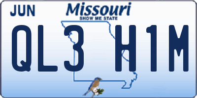 MO license plate QL3H1M