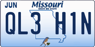 MO license plate QL3H1N