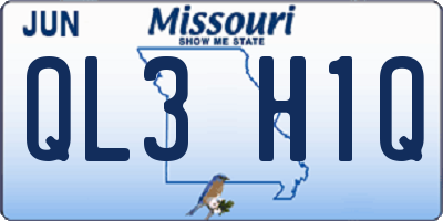 MO license plate QL3H1Q