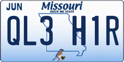 MO license plate QL3H1R