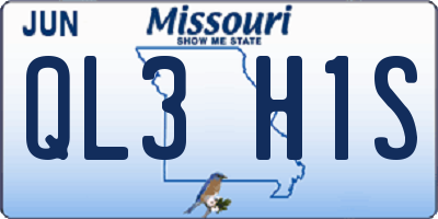 MO license plate QL3H1S