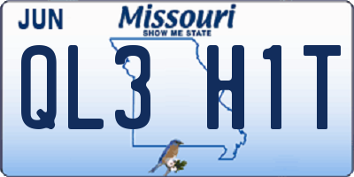 MO license plate QL3H1T