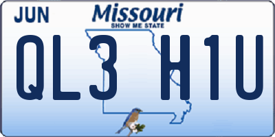 MO license plate QL3H1U