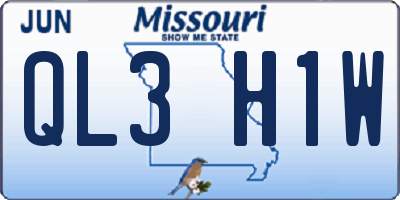 MO license plate QL3H1W