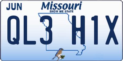 MO license plate QL3H1X