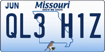 MO license plate QL3H1Z