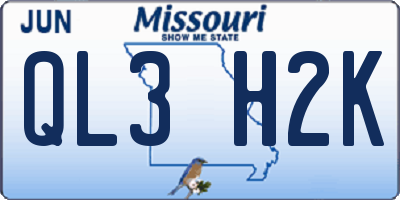 MO license plate QL3H2K