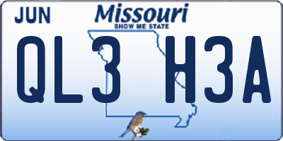 MO license plate QL3H3A