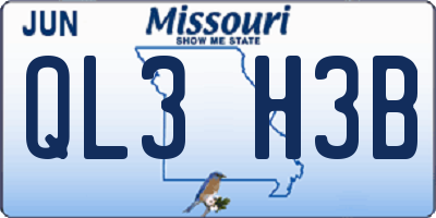 MO license plate QL3H3B