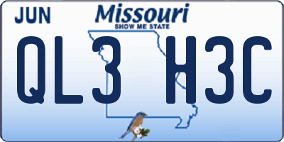 MO license plate QL3H3C