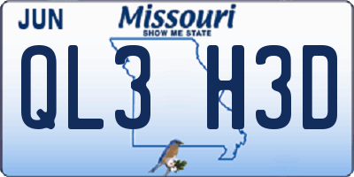 MO license plate QL3H3D