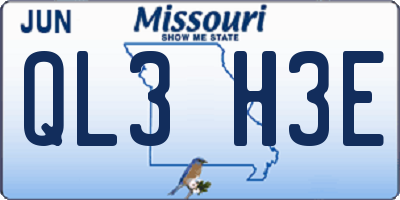 MO license plate QL3H3E