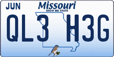 MO license plate QL3H3G