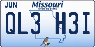 MO license plate QL3H3I