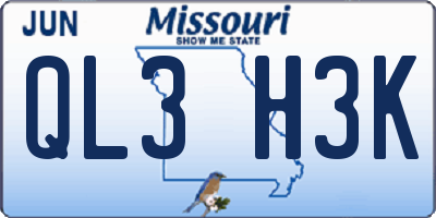 MO license plate QL3H3K