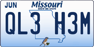 MO license plate QL3H3M