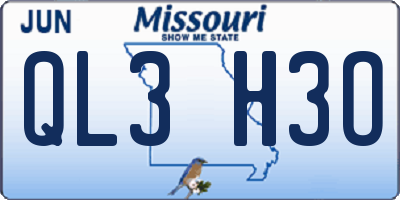 MO license plate QL3H3O
