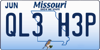 MO license plate QL3H3P