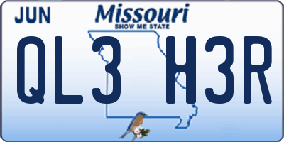 MO license plate QL3H3R
