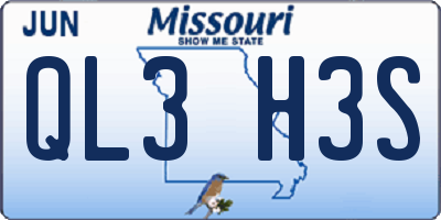 MO license plate QL3H3S