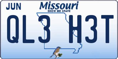 MO license plate QL3H3T