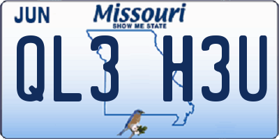 MO license plate QL3H3U
