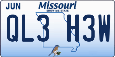 MO license plate QL3H3W