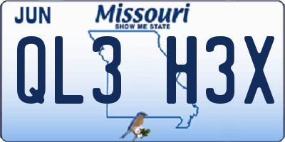 MO license plate QL3H3X