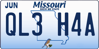 MO license plate QL3H4A