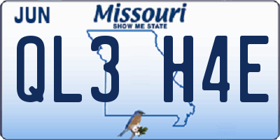 MO license plate QL3H4E